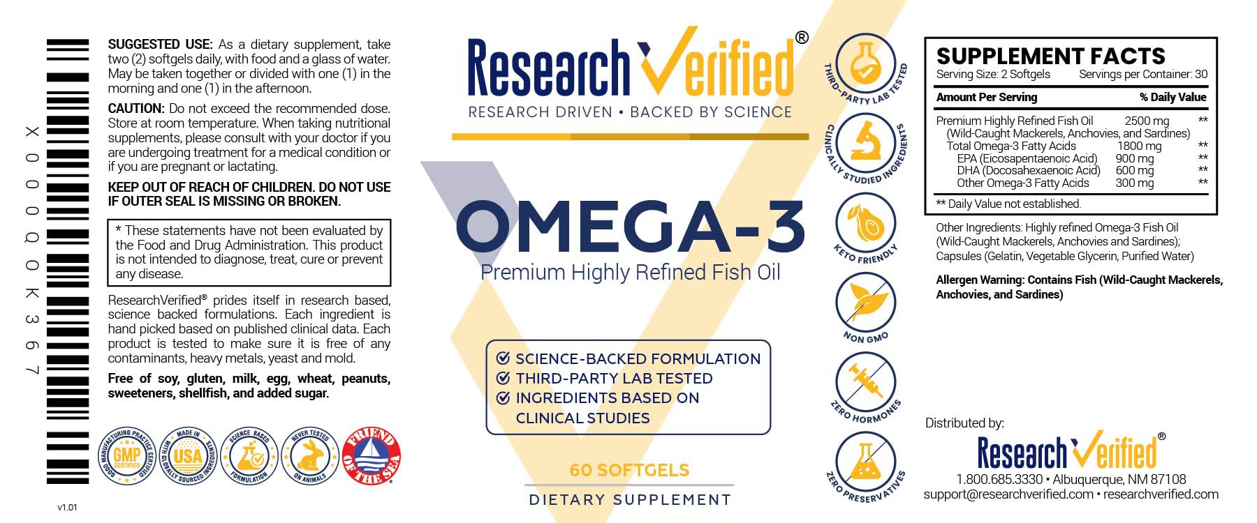 Research Verified Omega 3-1800mg lifestyle shot for daily use