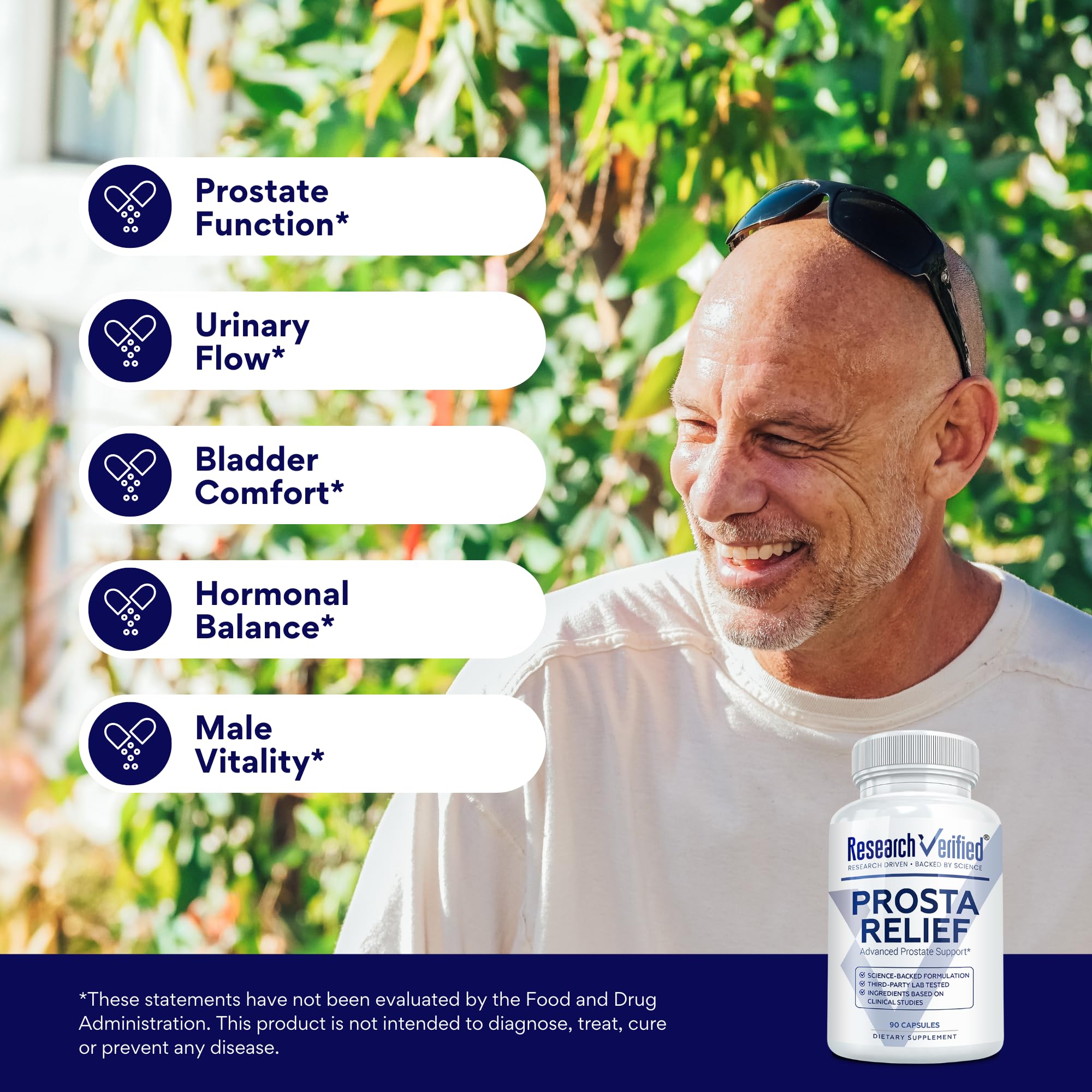 Vitamins B6 and D3 in Prosta Relief for prostate protection.