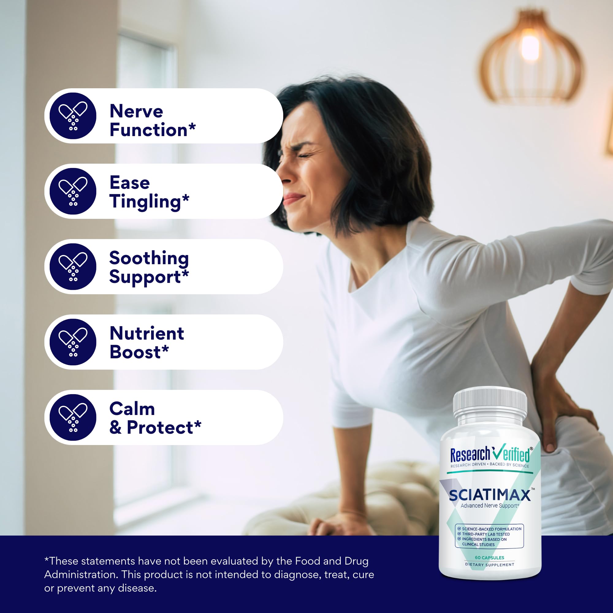 Label graphic of Sciatimax with ingredients and dosage information