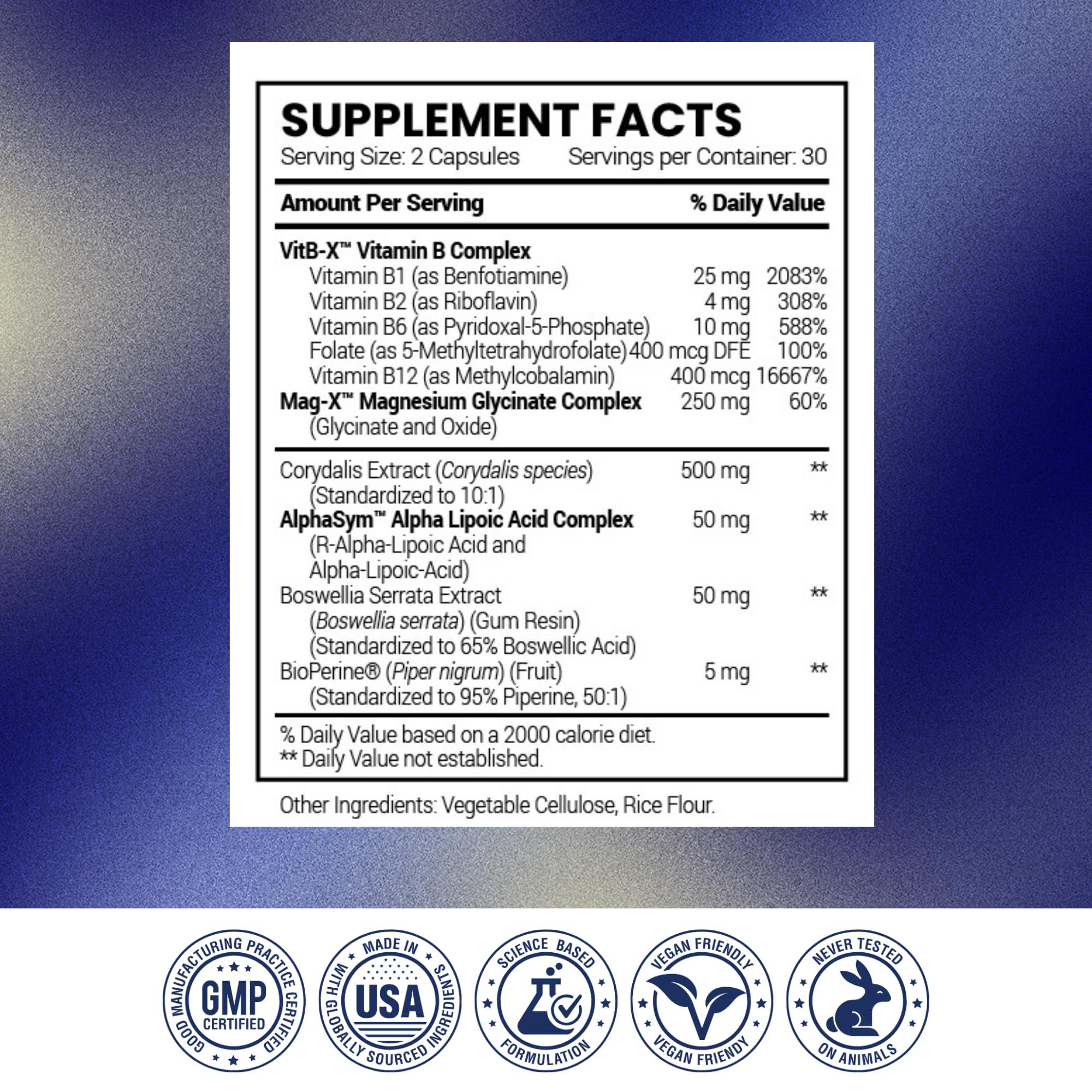 Quality seals and certifications on Sciatimax product shot