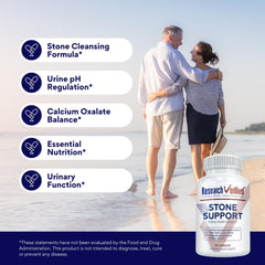 Research Verified Stone Support bottle back showing dosage guidance for daily use