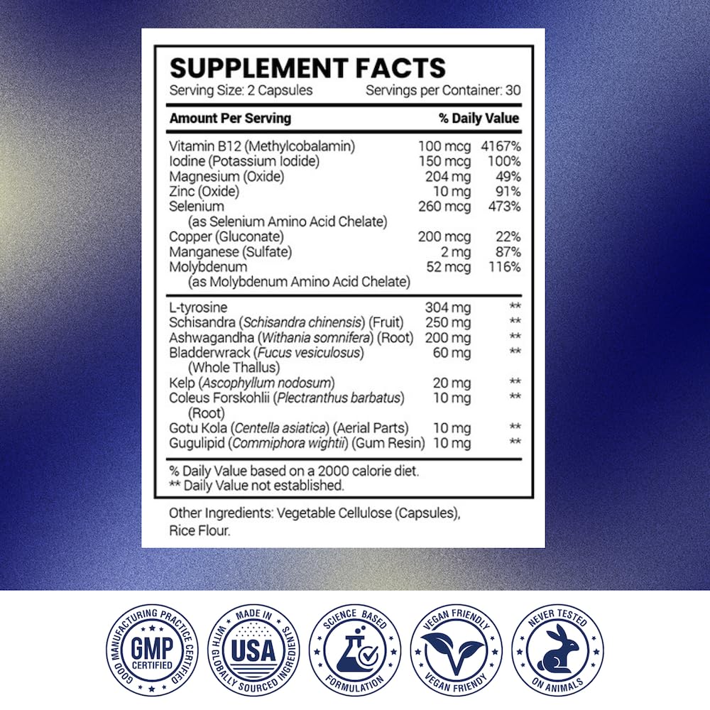 Research Verified Thyroid Aid bottle on shelf emphasizes clean, pure formulation.