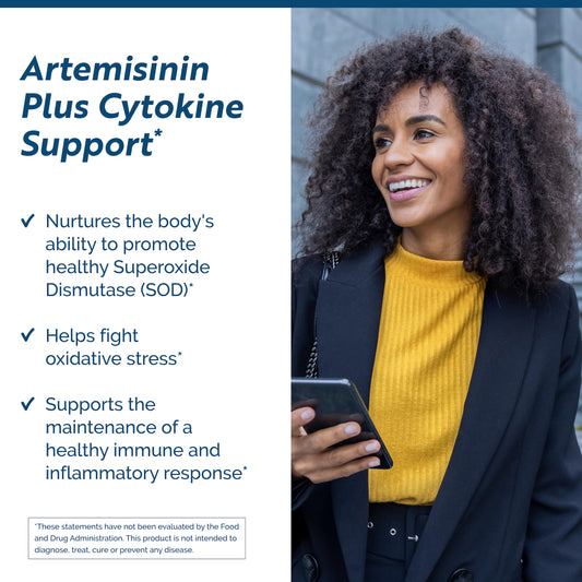 Researched Nutritionals Artemisinin SOD capsule closeup highlights compact supplement form.