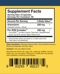 Researched Nutritionals Artemisinin SOD green tea extract bottle signals antioxidant support.