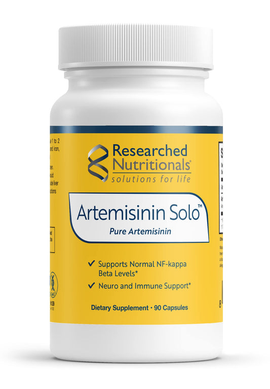 Researched Nutritionals Artemisinin Solo bottle image shows capsules ready for year-round immune support.