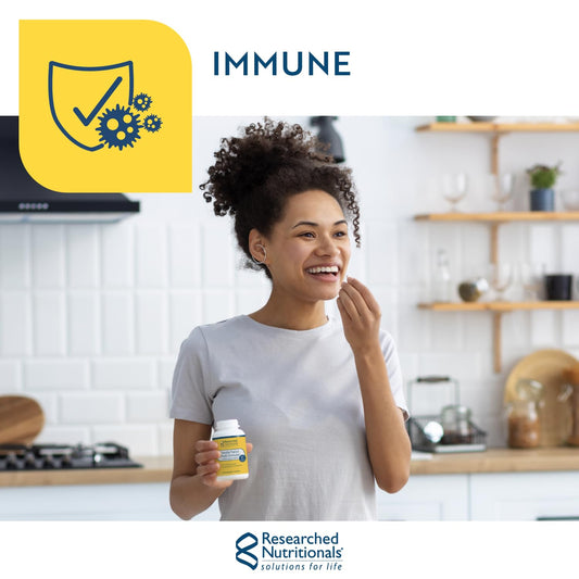 Researched Nutritionals Artemisinin Solo capsules are displayed on a clean surface for daily immune balance.