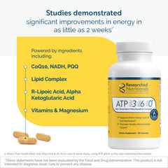 PQQ and NADH components featured on ATP 360 packaging.