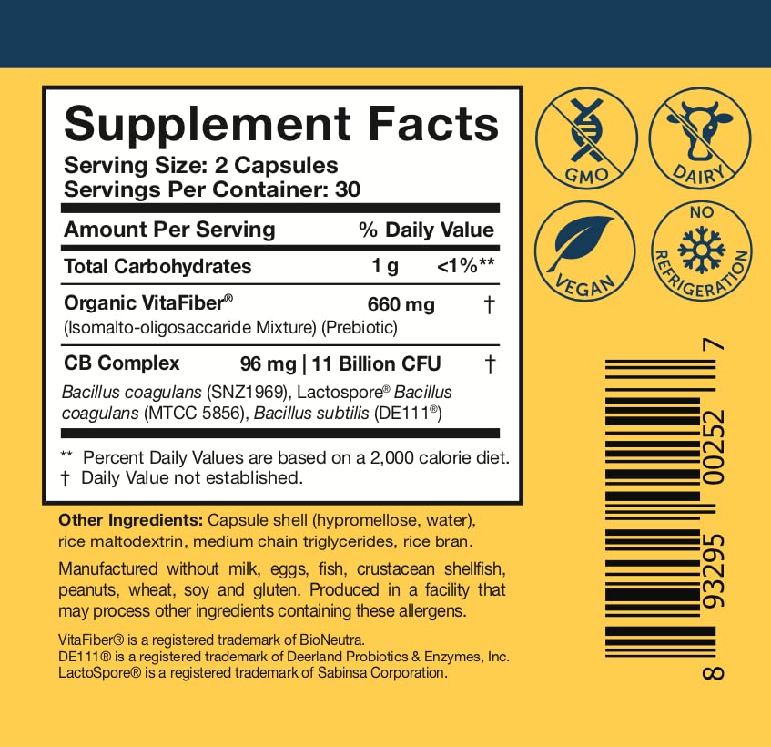 CoreBiotic vegan, dairy-free, and gluten-free formula for allergens.