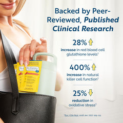 Researched Nutritionals liposomal glutathione amber liquid close-up indicating rich texture and potency.