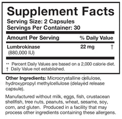 Researched Nutritionals Lumbrokinase allergen icons communicate safety and transparency.