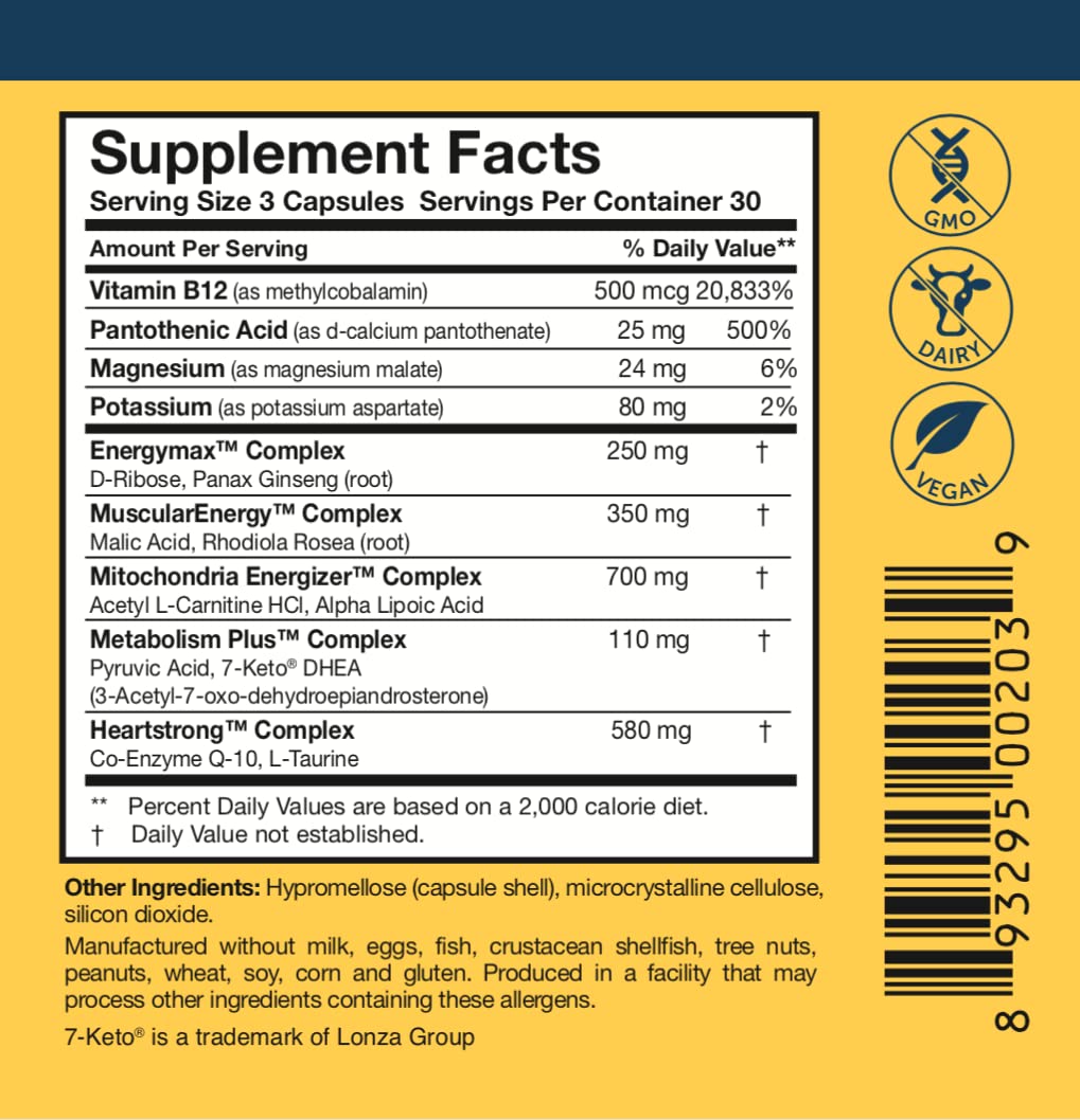 Researched Nutritionals Multi-Plex closeup label highlighting adrenal and vitamin blend.