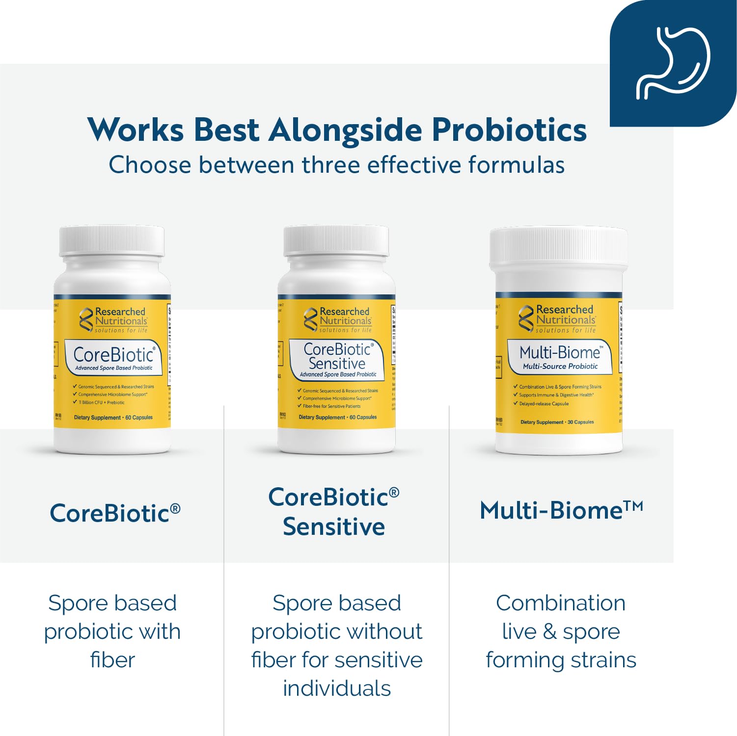 Researched Nutritionals RenewGut ingredient panel highlights zinc carnosine.
