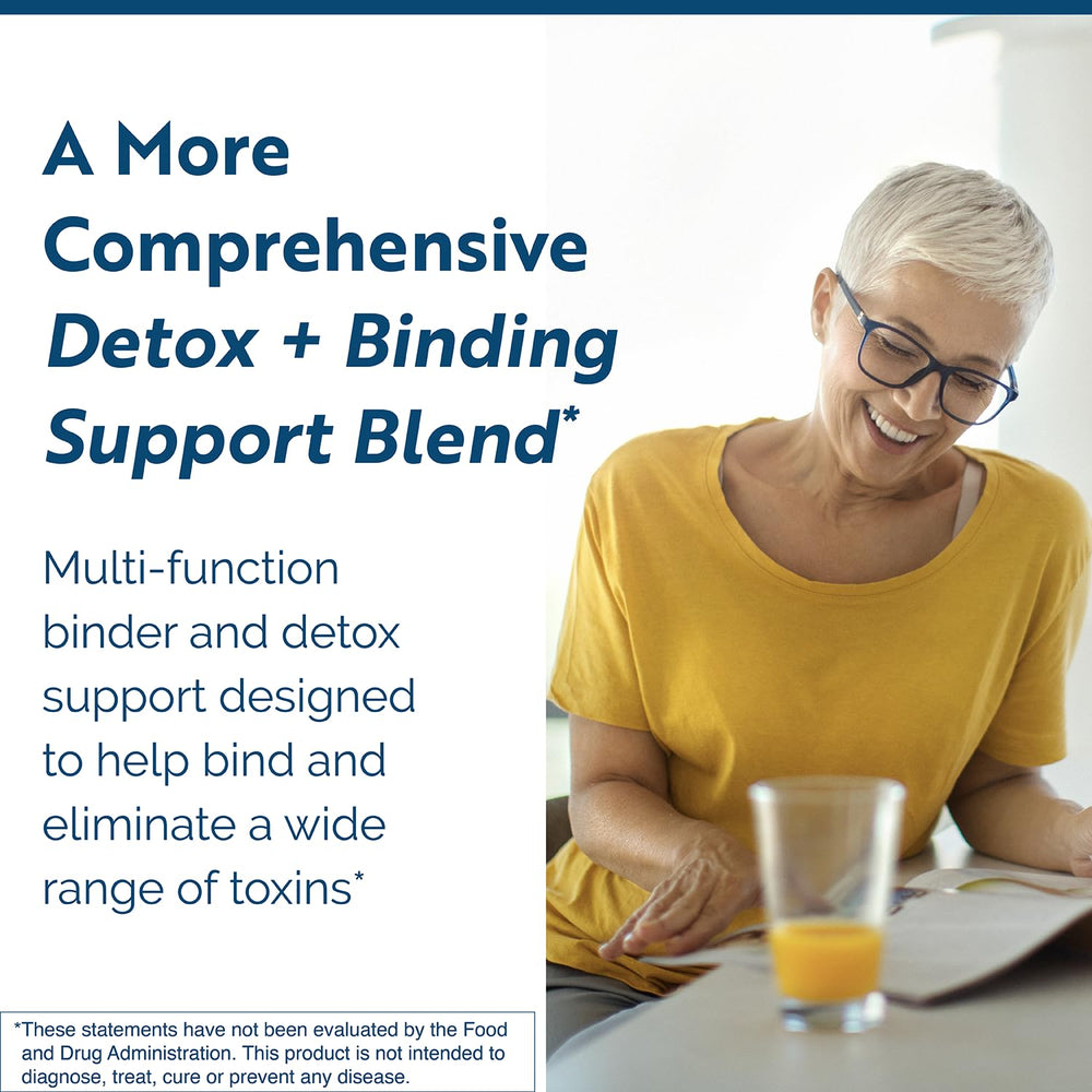Researched Nutritionals ToxinPul capsules closeup showcasing humic, fulvic, and chlorella blend.