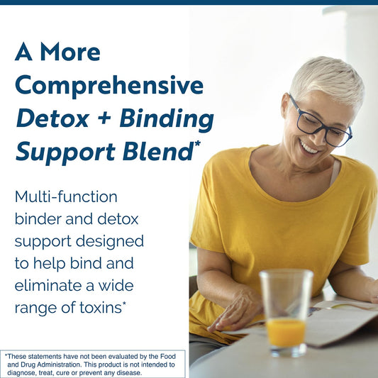 Researched Nutritionals ToxinPul capsules closeup showcasing humic, fulvic, and chlorella blend.