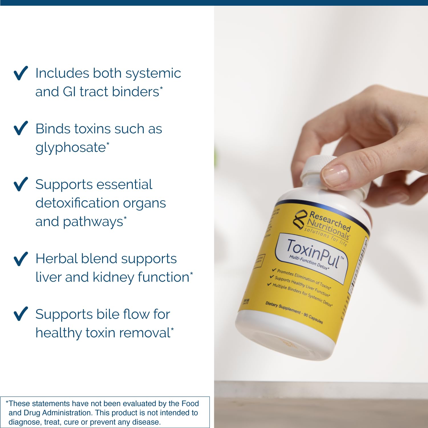 Researched Nutritionals ToxinPul pour-dosing demonstrates easy daily intake.