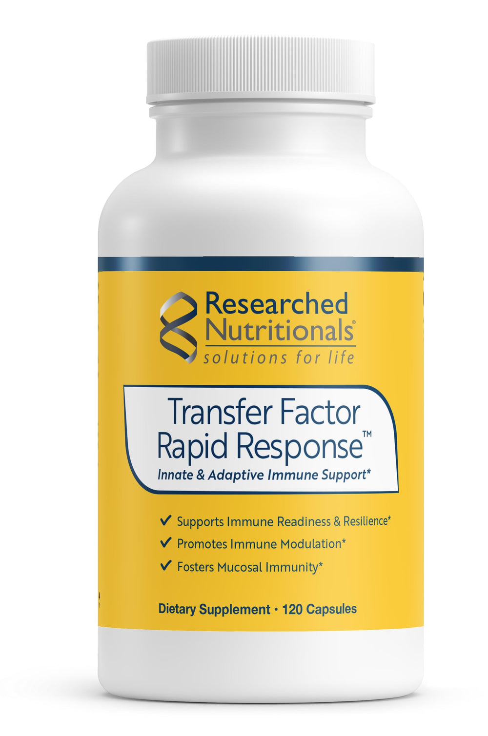 Researched Nutritionals Transfer Factor Rapid Response bottle cap for quick immune support