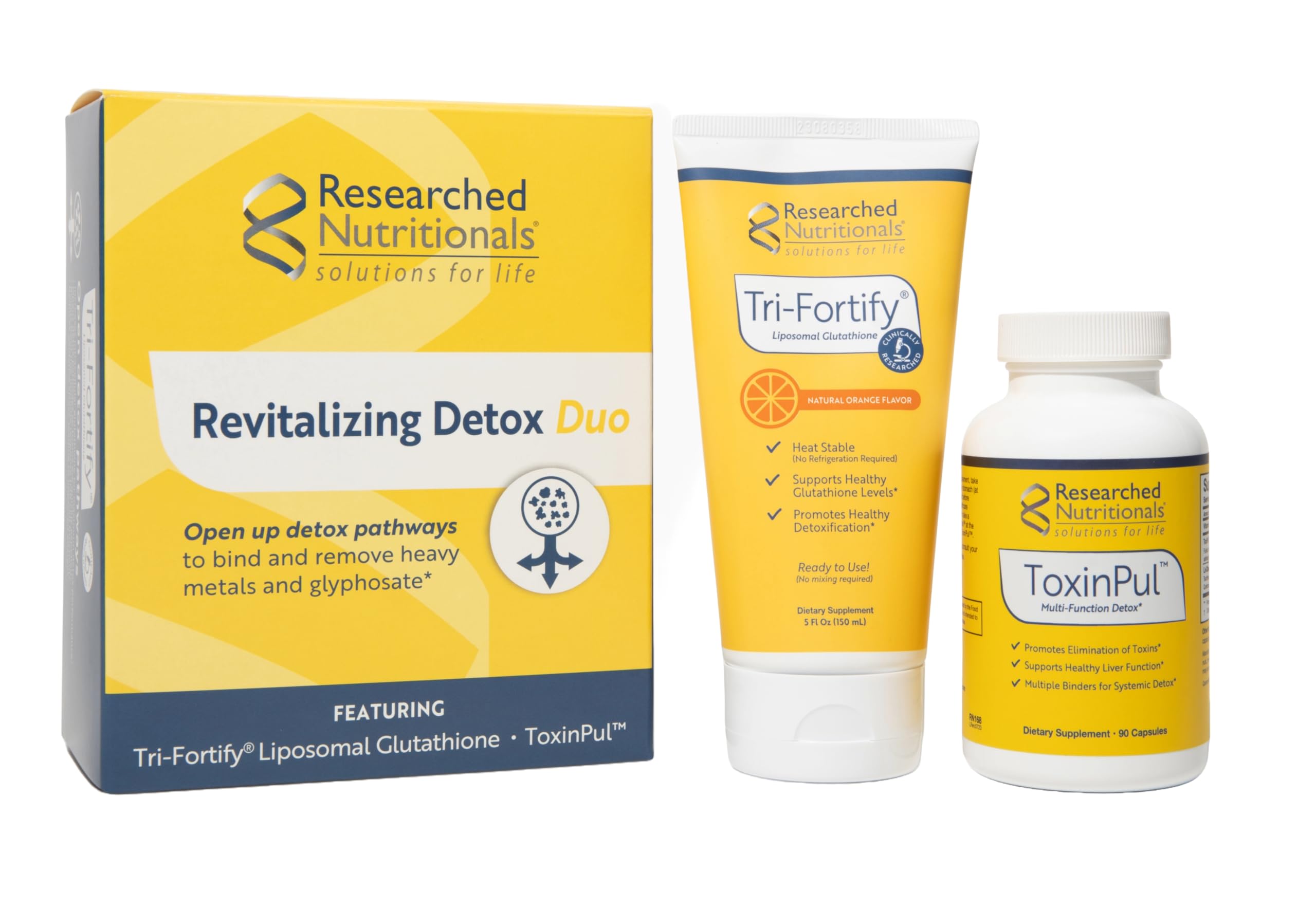 Tri-Fortify liposomal glutathione liquid pour indicating high-absorption antioxidant support