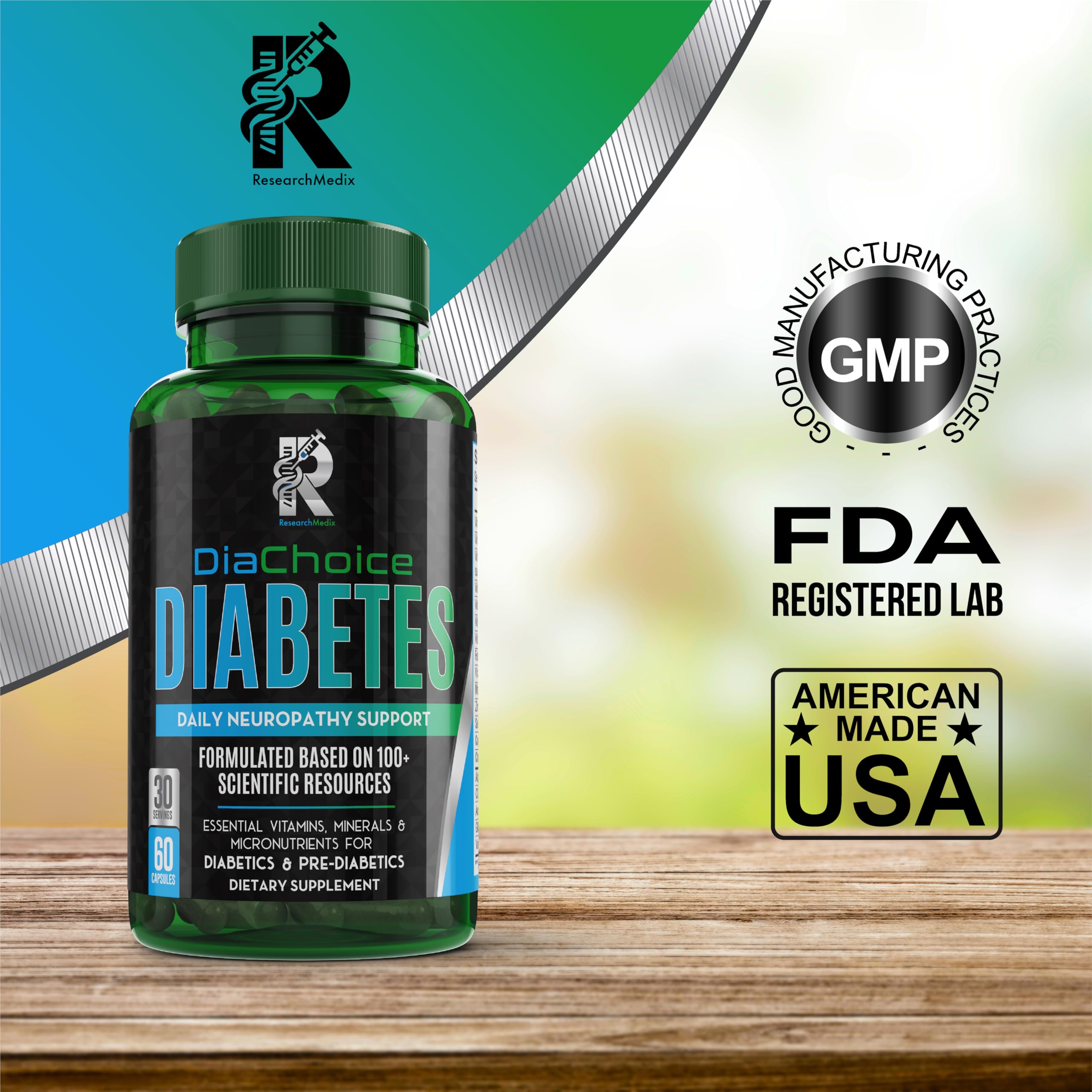 DiaChoice ingredients panel shows 19 nutrients for comprehensive support