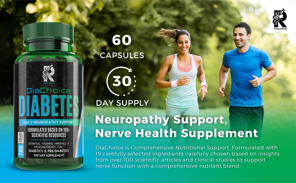 DiaChoice packaging on desk with wellness plan for nerve comfort