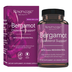 Reserveage Beauty bergamot bottle: antioxidant blend for daily lipid balance support.