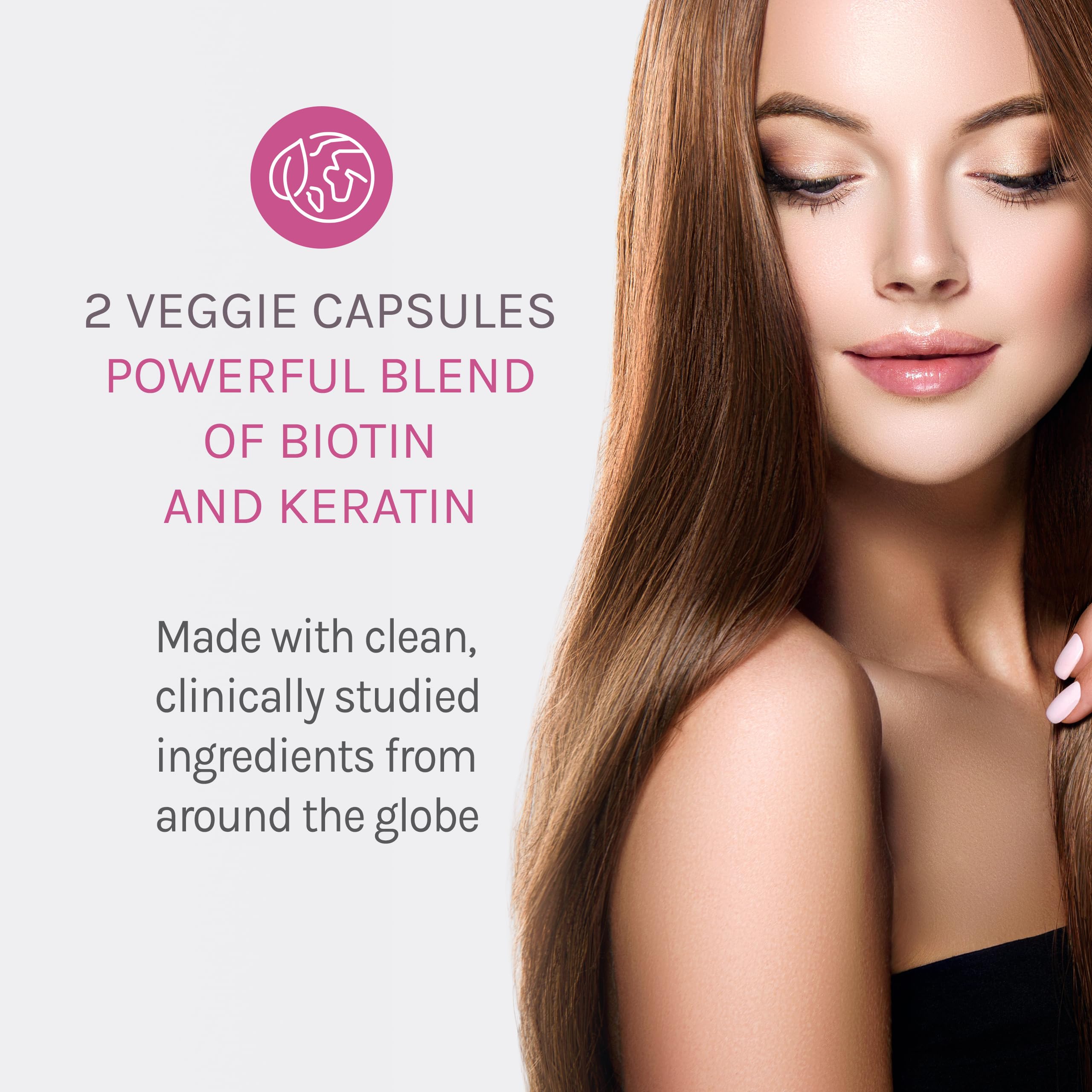Open bottle of Reserveage Keratin Hair Booster with capsules for convenient daily use.