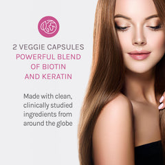 Open bottle of Reserveage Keratin Hair Booster with capsules for convenient daily use.