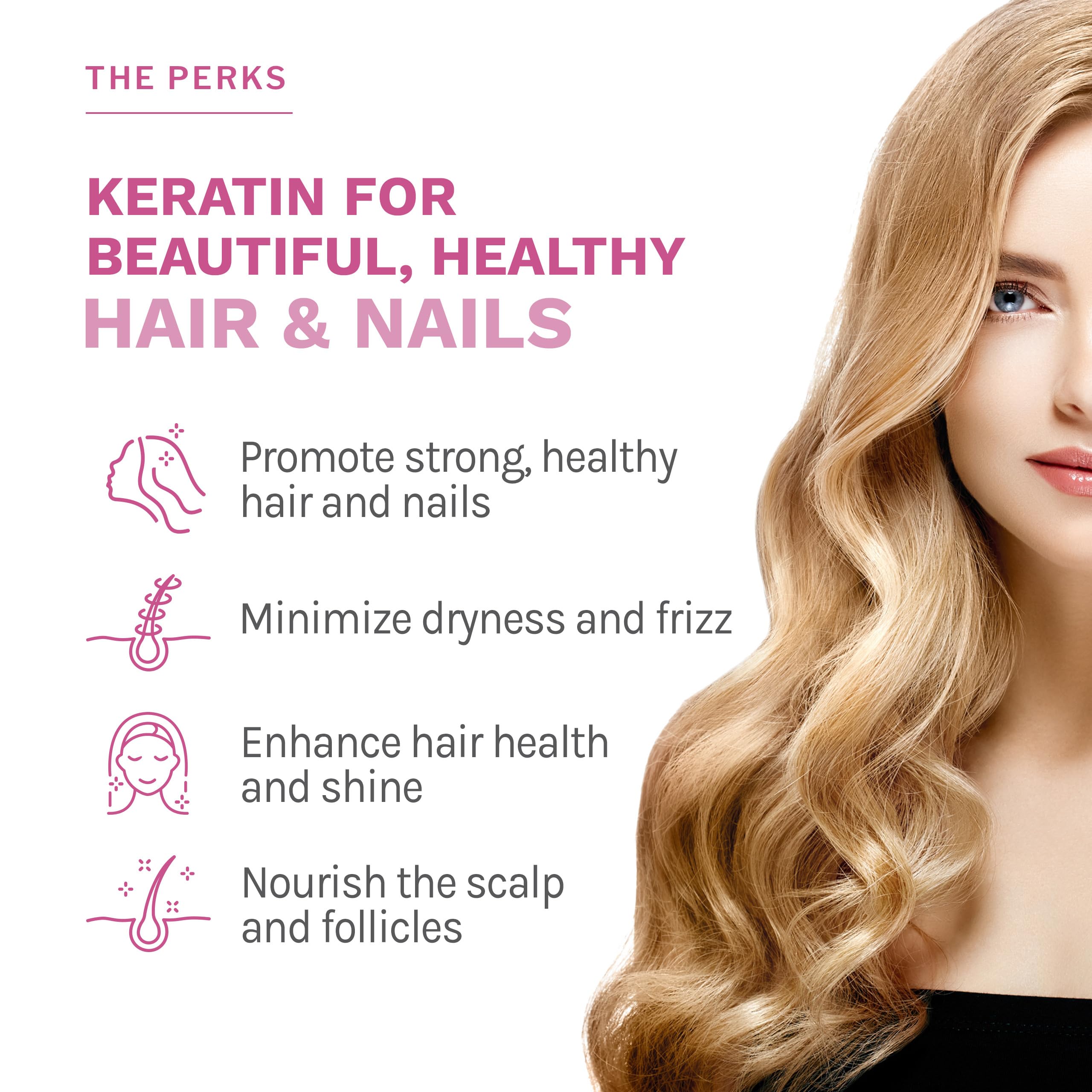 Close-up of Reserveage Keratin Hair Booster label highlighting keratin and vitamins.