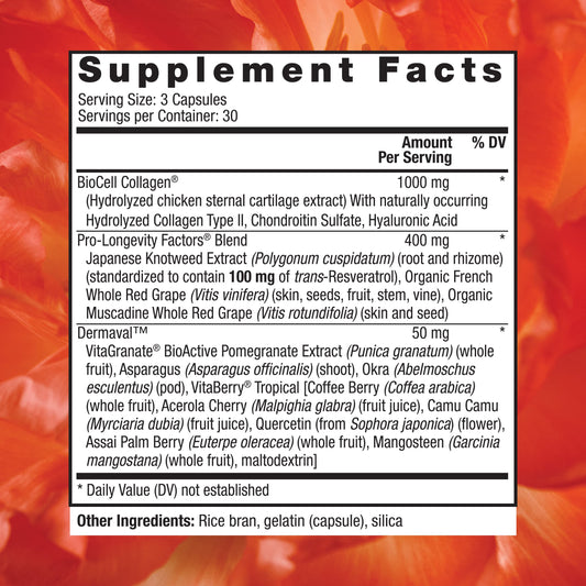 Closeup of Reserveage Nutrition Ultra Collagen Booster capsules for daily use