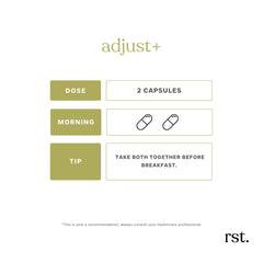 Reset Wellness Adjust+ science label emphasizes bioavailable ingredients for absorption.