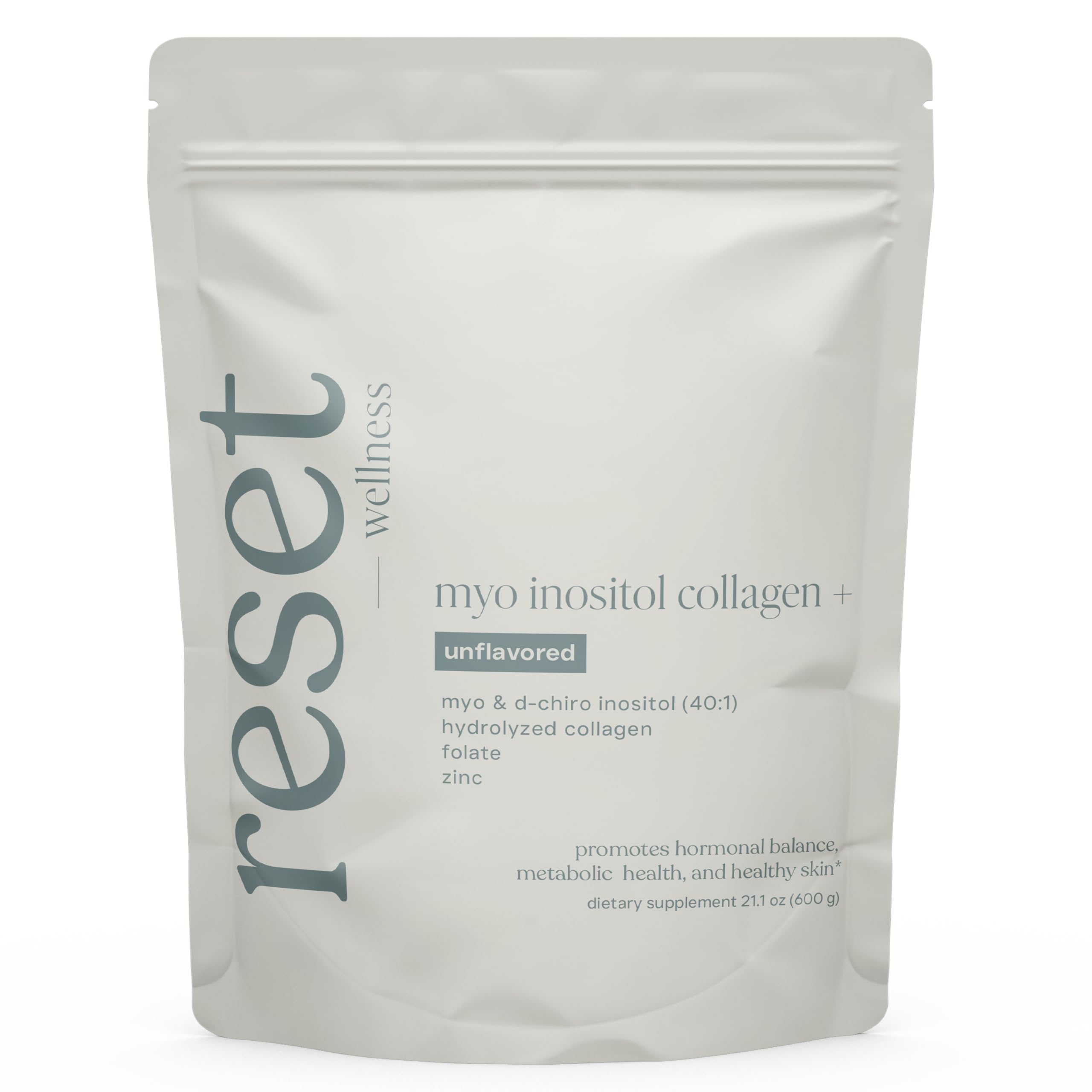 Reset Wellness MYO INOSITOL Collagen+ 600g bottle, daily wellness support in a premium blend