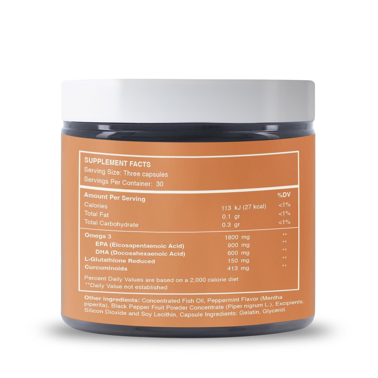 Reset Wellness Omega GLUTATHIONE+ dosage cap showing easy daily measurement.
