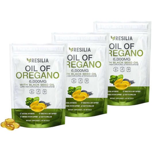 Resilia Oregano Softgels bottle for daily wellness and convenience