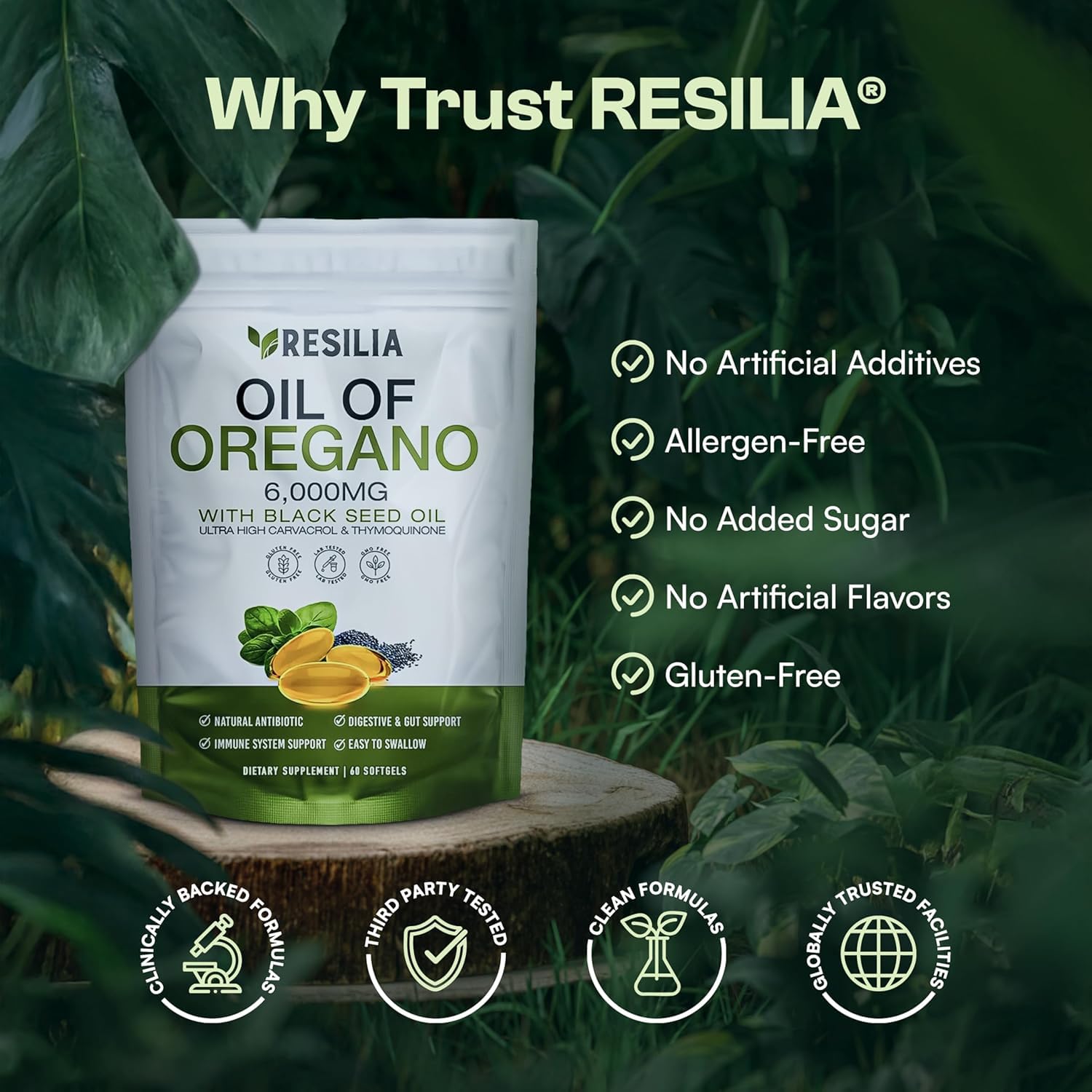Resilia softgels in hand highlight swallow-friendly capsules
