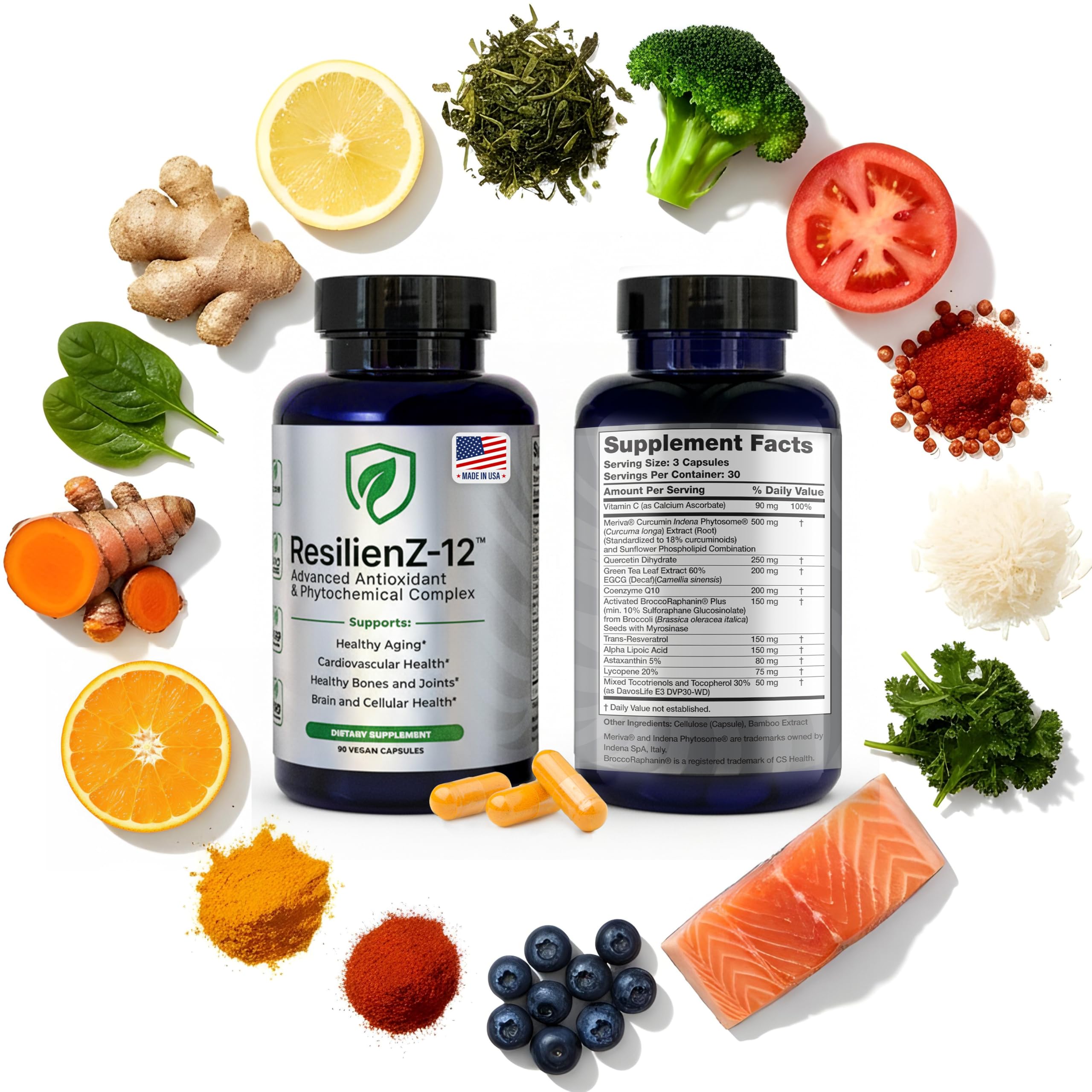 ResilienZ-12 bottle front promotes daily vitality and aging resilience
