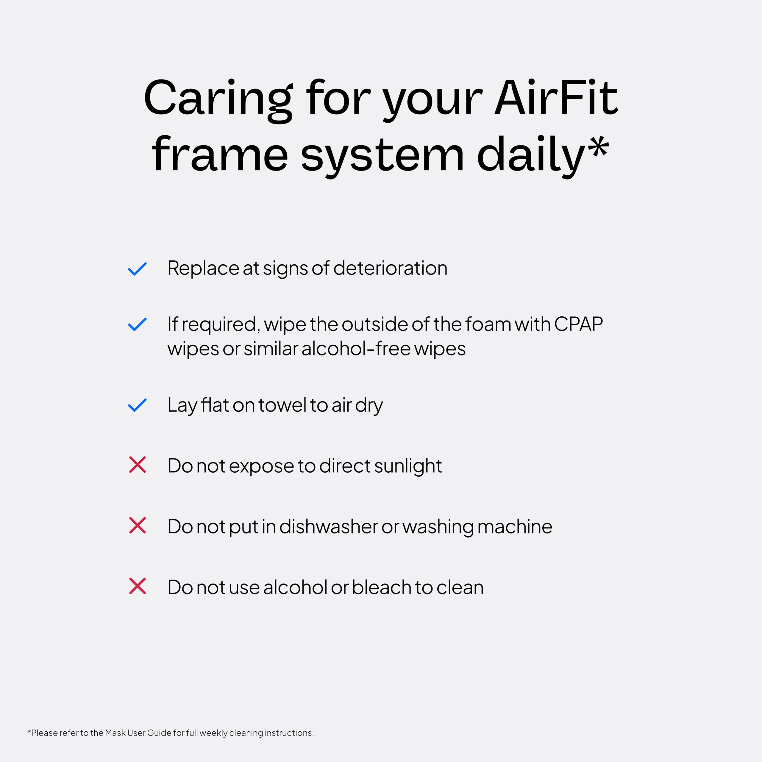 ResMed AirFit F20 for Her small frame closeup highlighting size suitability