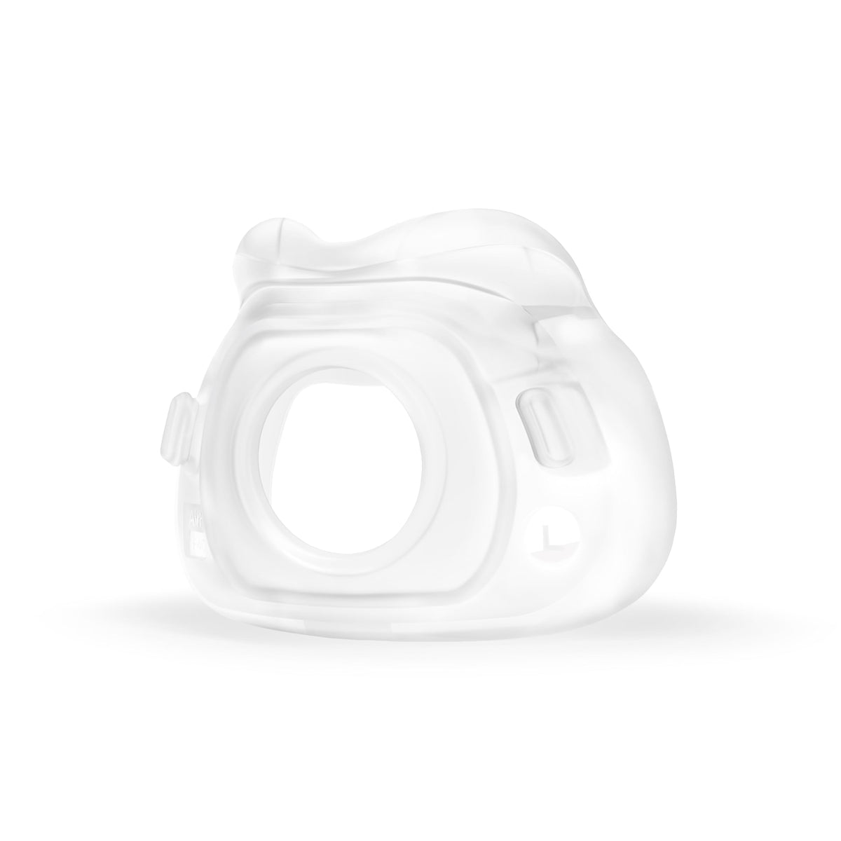 ResMed AirFit F40 full-face cushion seals securely under the nose for comfortable nightly wear.