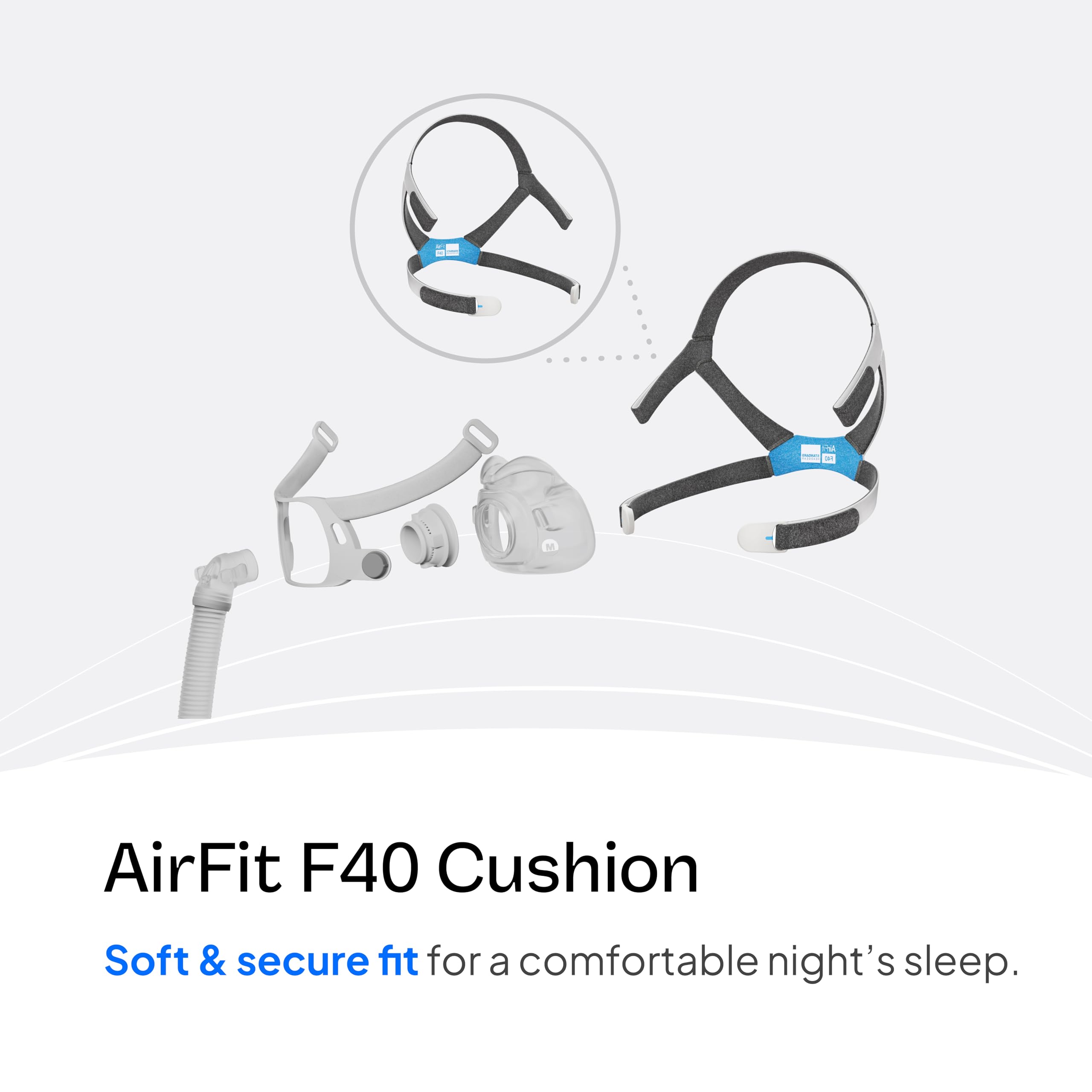 AirFit F40 headgear magnetic clips enable quick on-off for nightly routine.