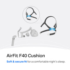 AirFit F40 headgear magnetic clips enable quick on-off for nightly routine.