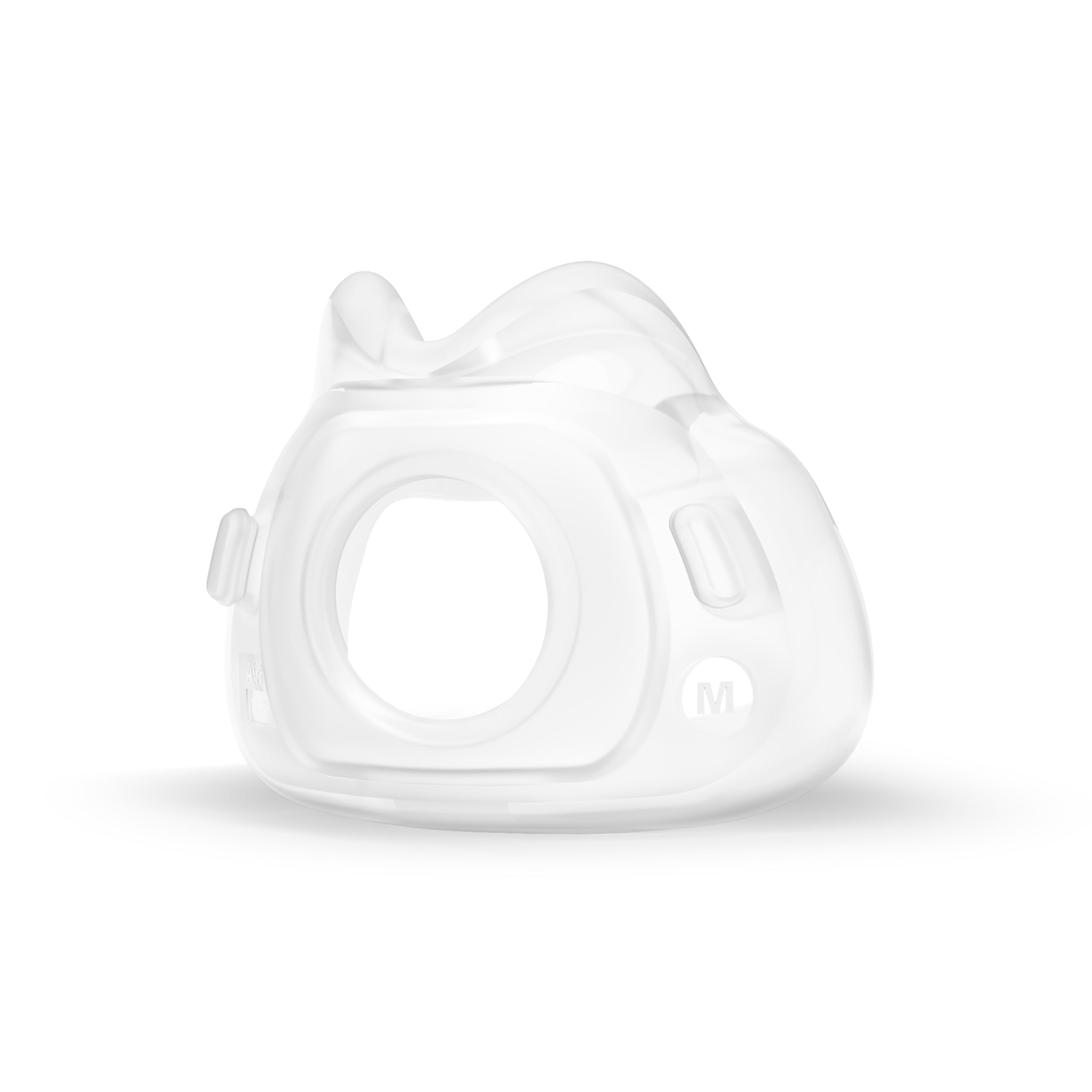 ResMed AirFit F40 cushion close-up shows soft silicone for comfortable seal.