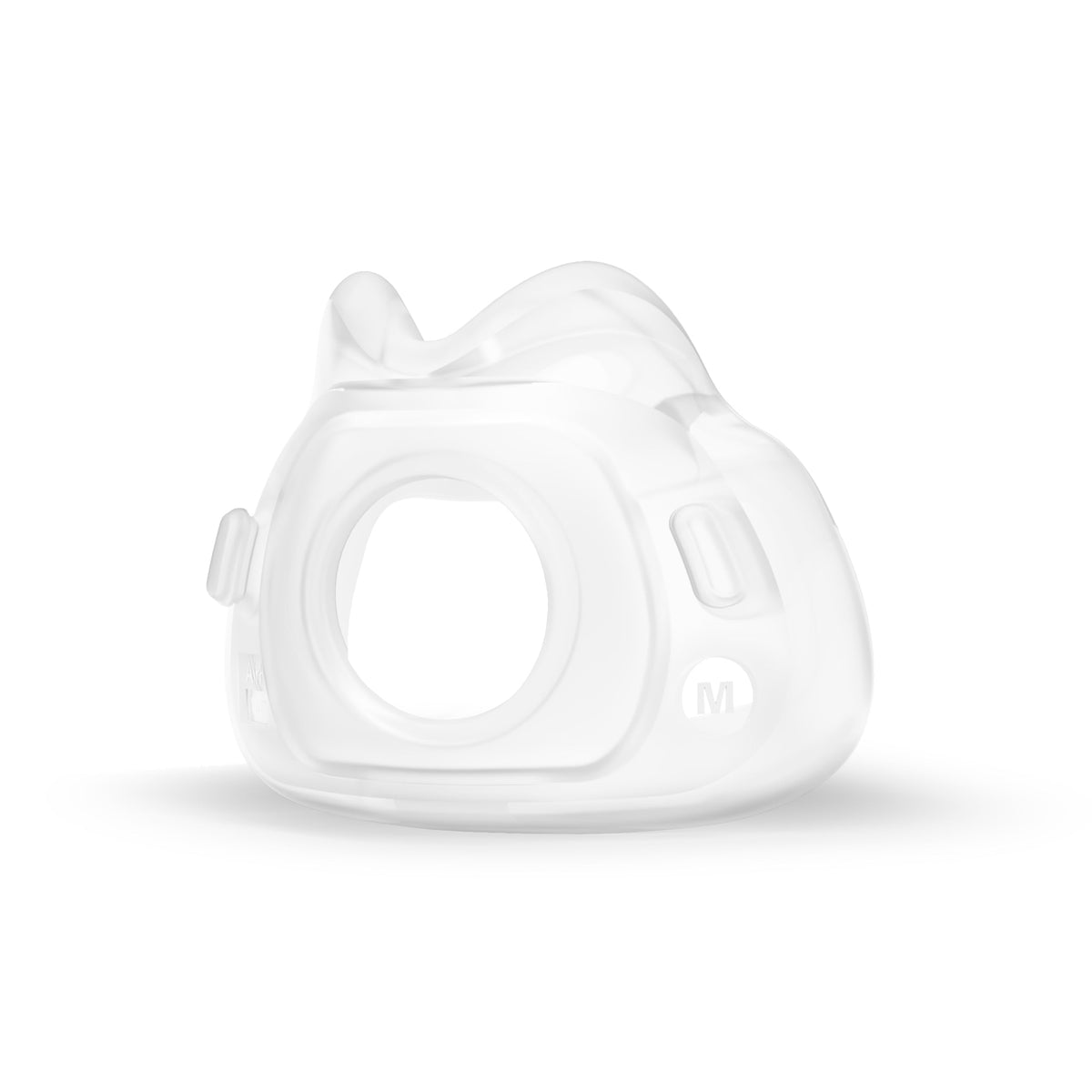 ResMed AirFit F40 cushion close-up shows soft silicone for comfortable seal.