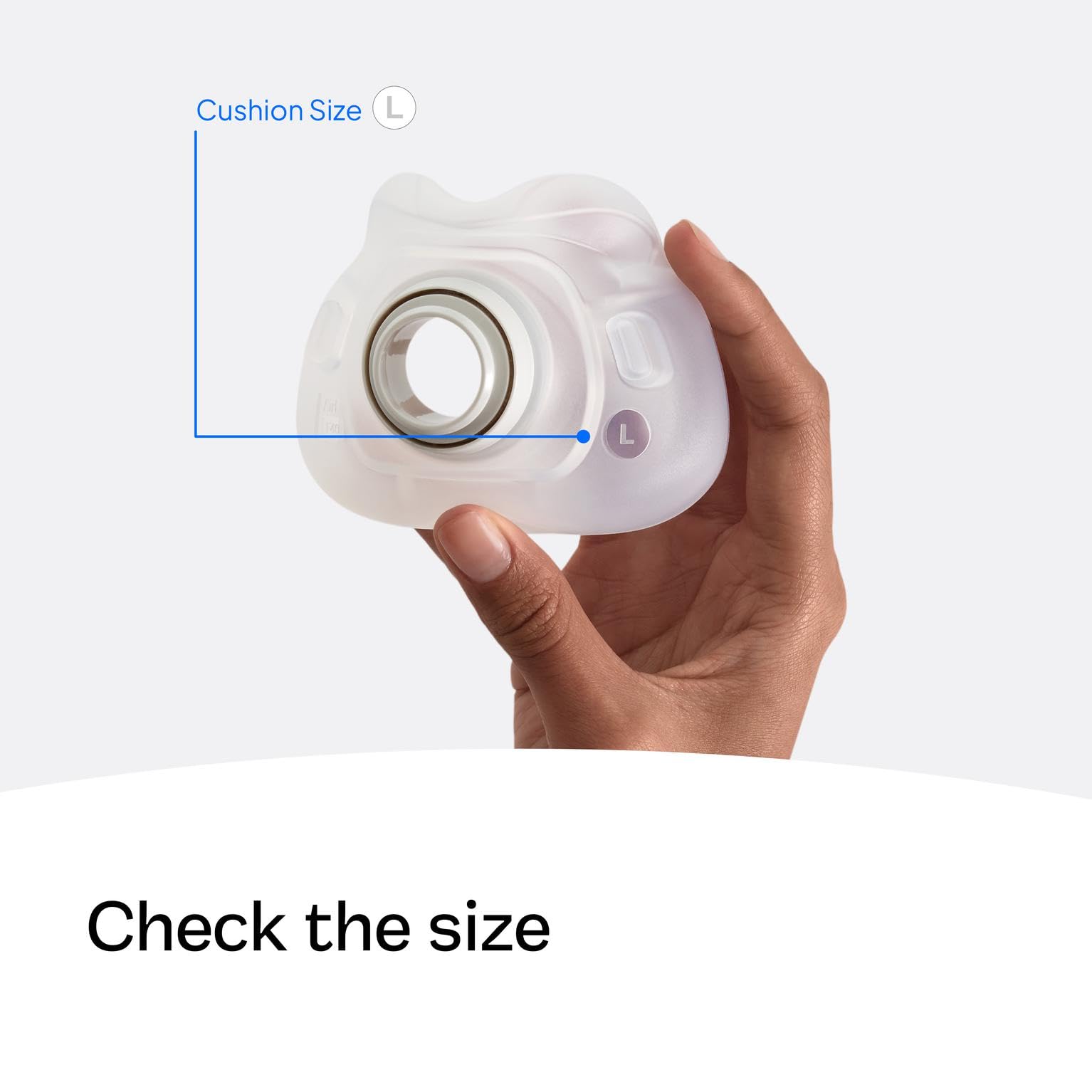 ResMed AirFit F40 silicone cushion offers soft-touch feel for prolonged comfort.