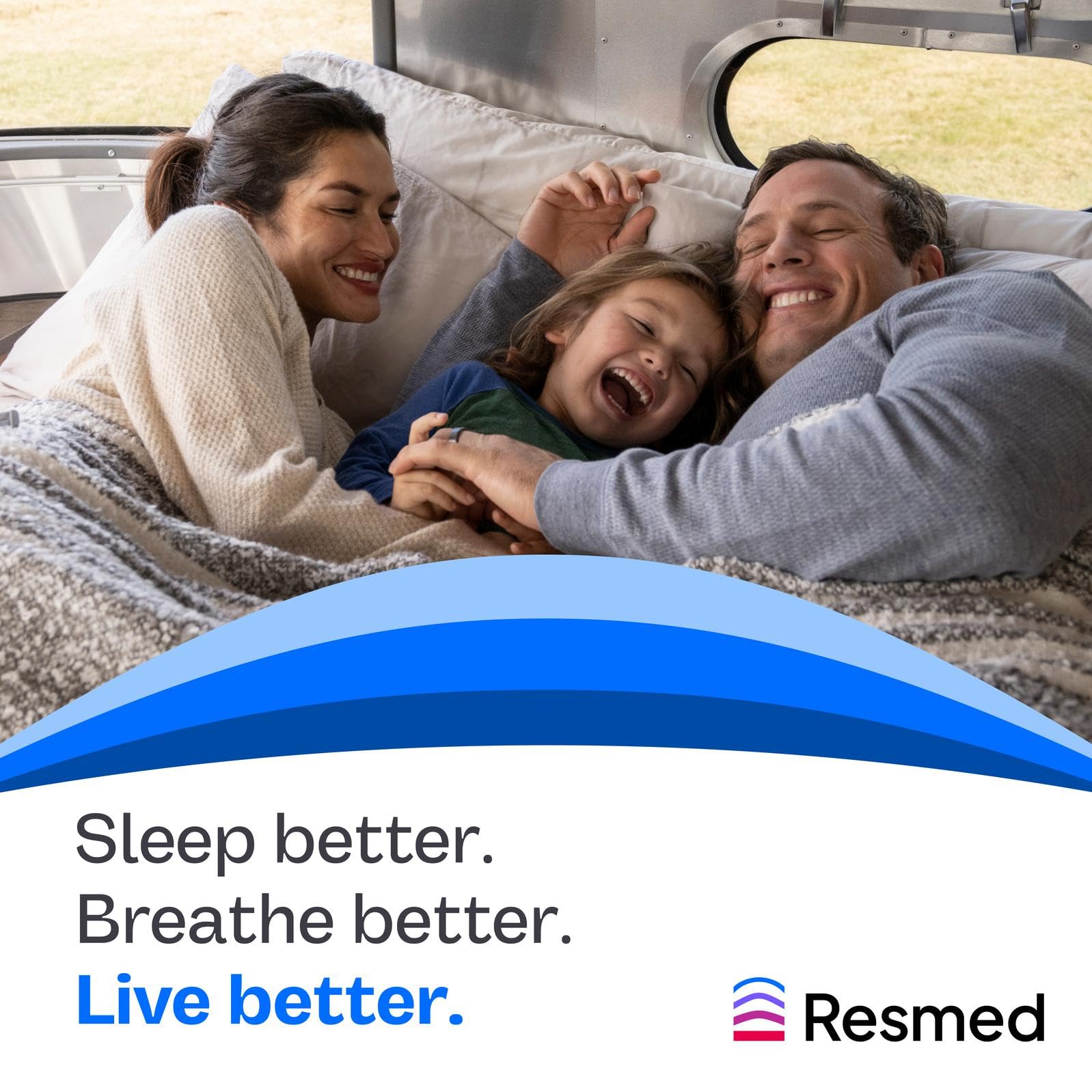 ResMed AirFit N20 night-use scene showing comfortable sleep setup