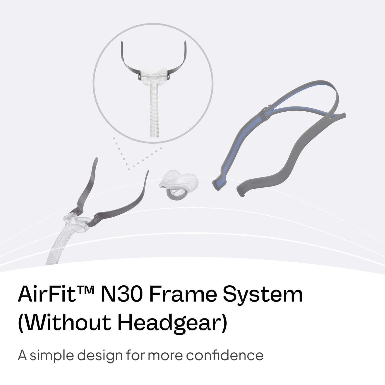 ResMed AirFit N30 frame comfort-focused design minimizes facial contact