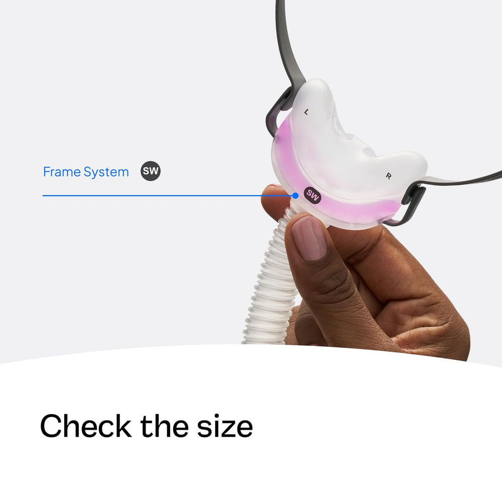 AirFit N30 frame short tube design reduces bulk for a cleaner CPAP setup.