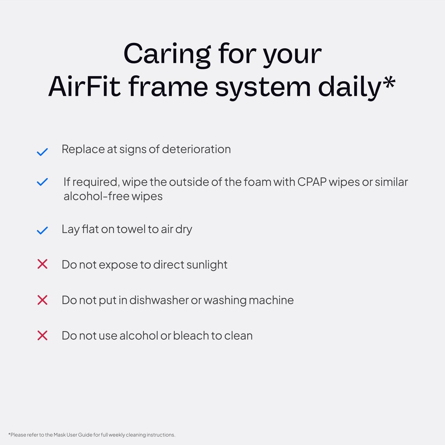 Quick-connect frame enables simple, hassle-free mask changes.