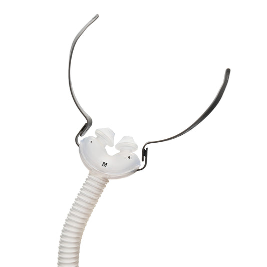 ResMed AirFit P10 frame system with nasal pillows for a compact, comfortable night-time fit.