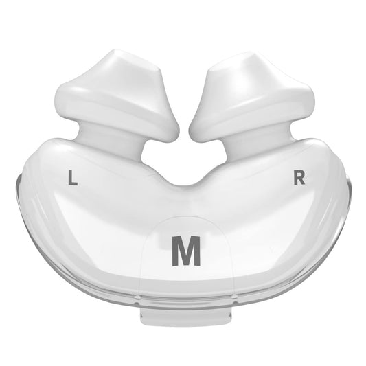 ResMed AirFit P10 nasal pillow medium, front view for comfortable nightly seal
