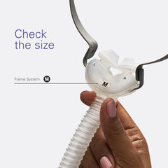 Nasal pillows cushion close-up on ResMed AirFit P10 for quiet wear
