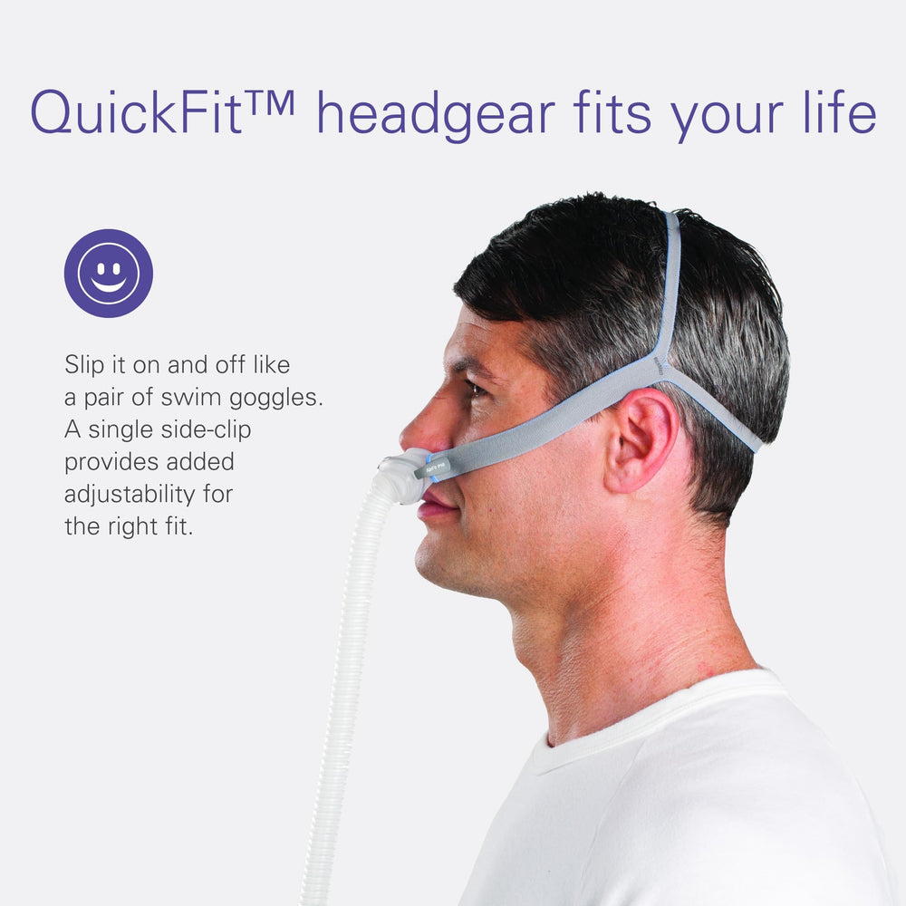 ResMed AirFit P10 QuickFit headgear slip-on mechanism
