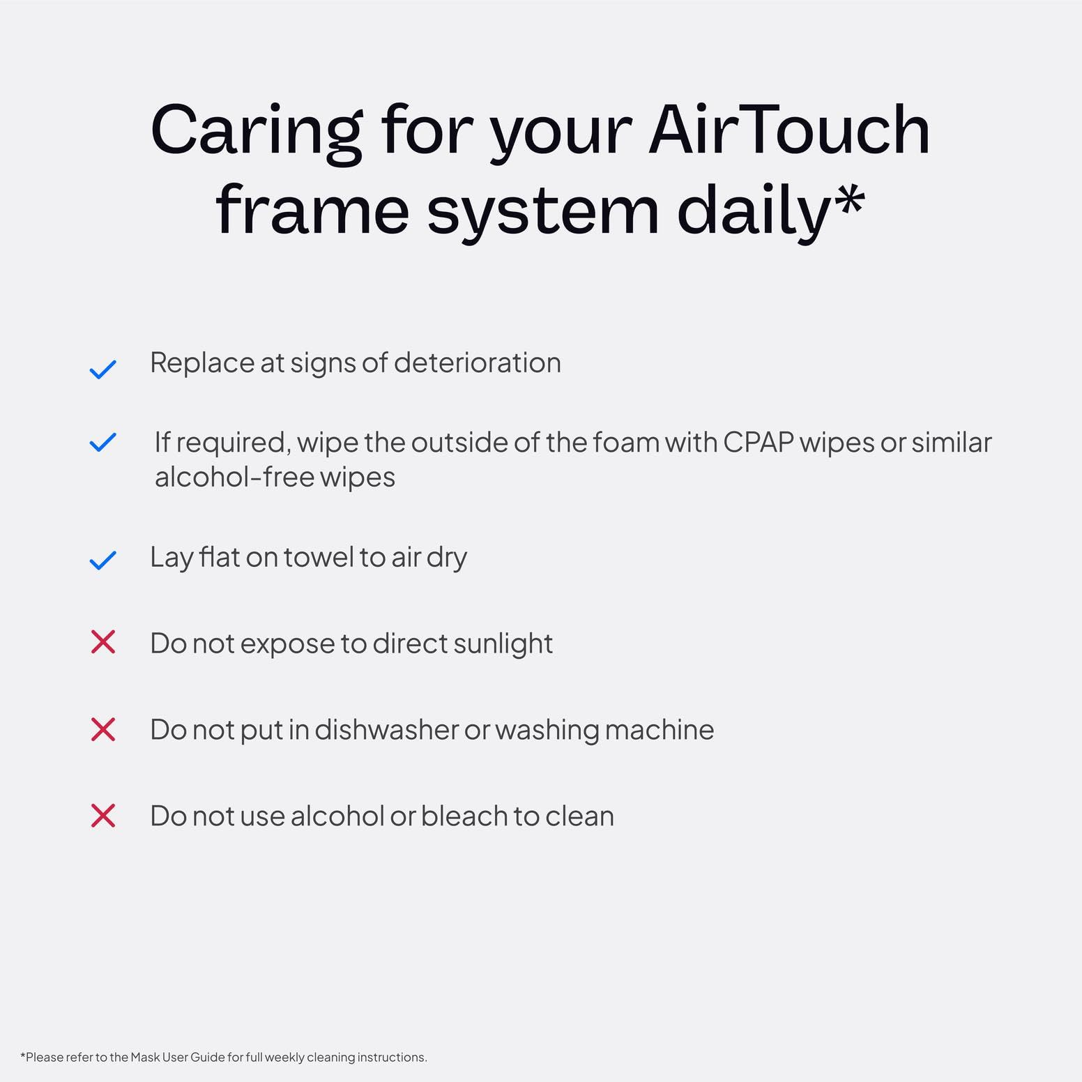 ResMed AirTouch F20 frame-only view illustrating compatibility with headgear.